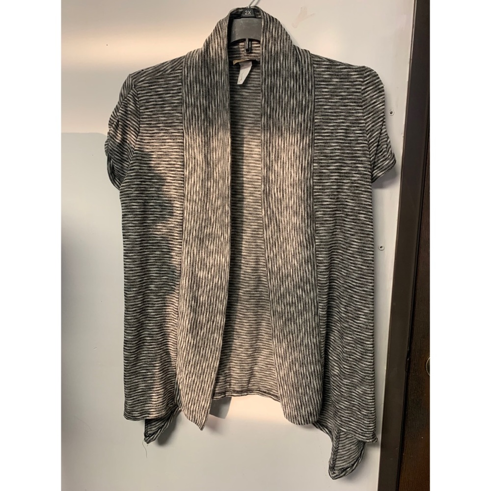 Cute Striped Cardigan Grey and White 1X